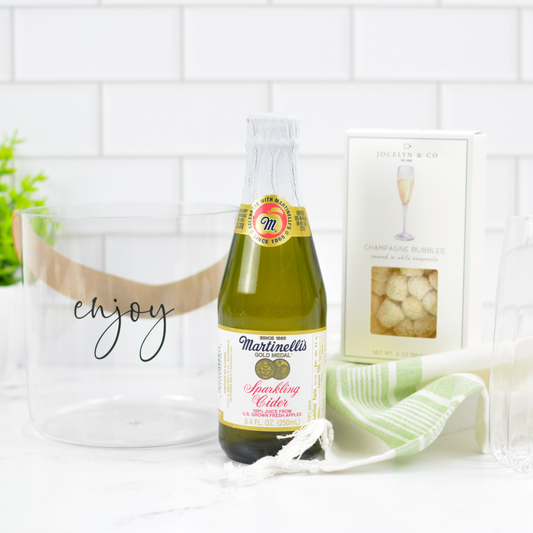 personal cheers celebration gift with sparkling cider and candies
