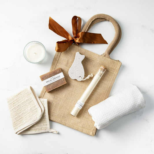 pure relaxation spa gift with jute tote and bath essentials